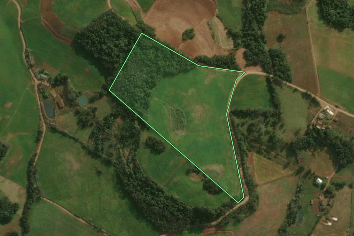 Imagem de satélite do imóvel rural em Guaraciaba (SC), com o contorno declarado no CAR desenhado por cima.