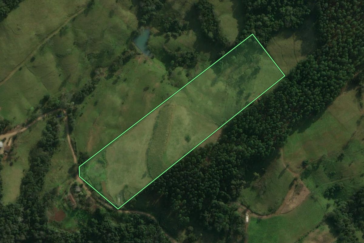Imagem de satélite do imóvel rural em Guaraciaba (SC), com o contorno declarado no CAR desenhado por cima.