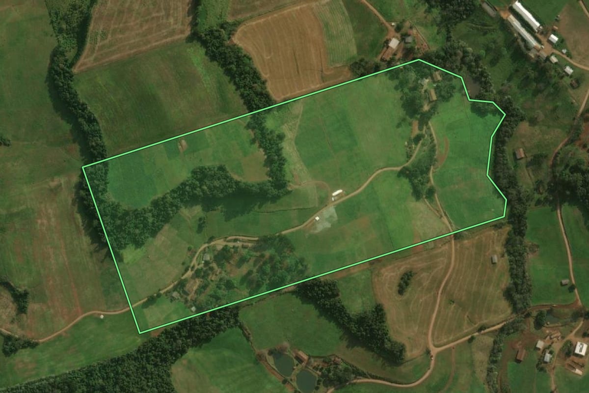 Imagem de satélite do imóvel rural em Guaraciaba (SC), com o contorno declarado no CAR desenhado por cima.