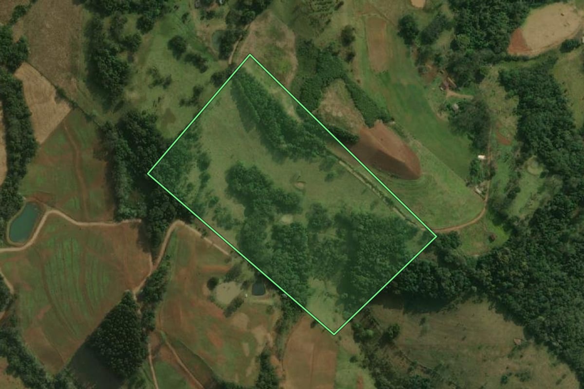 Imagem de satélite do imóvel rural em Guaraciaba (SC), com o contorno declarado no CAR desenhado por cima.
