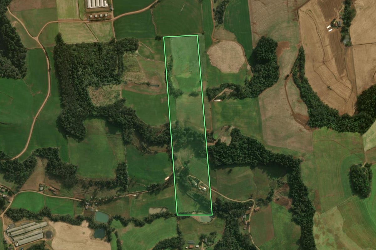Imagem de satélite do imóvel rural em Guaraciaba (SC), com o contorno declarado no CAR desenhado por cima.