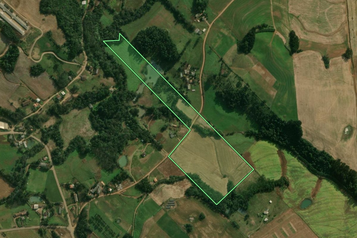 Imagem de satélite do imóvel rural em Guaraciaba (SC), com o contorno declarado no CAR desenhado por cima.