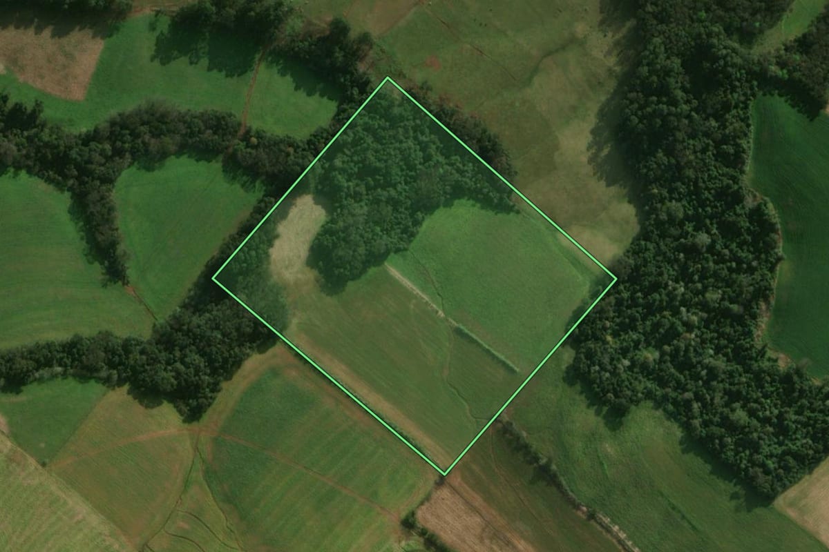Imagem de satélite do imóvel rural em Guaraciaba (SC), com o contorno declarado no CAR desenhado por cima.