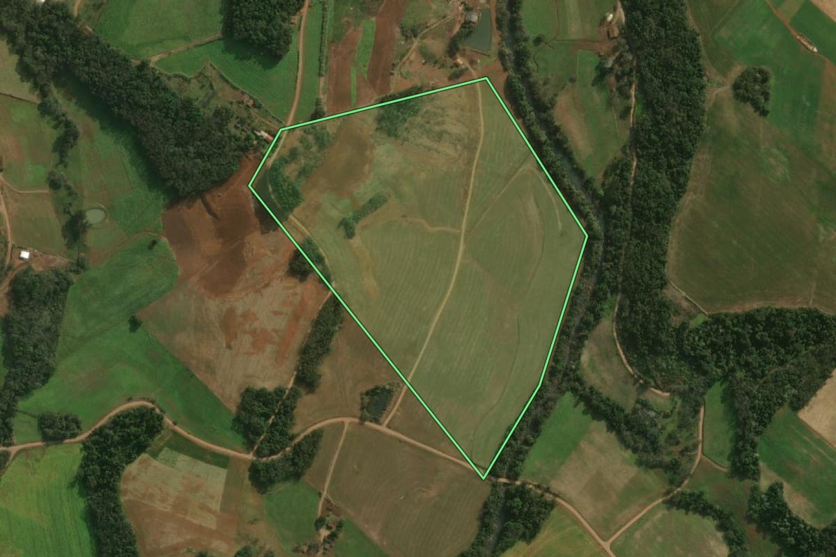 Imagem de satélite do imóvel rural em Guaraciaba (SC), com o contorno declarado no CAR desenhado por cima.