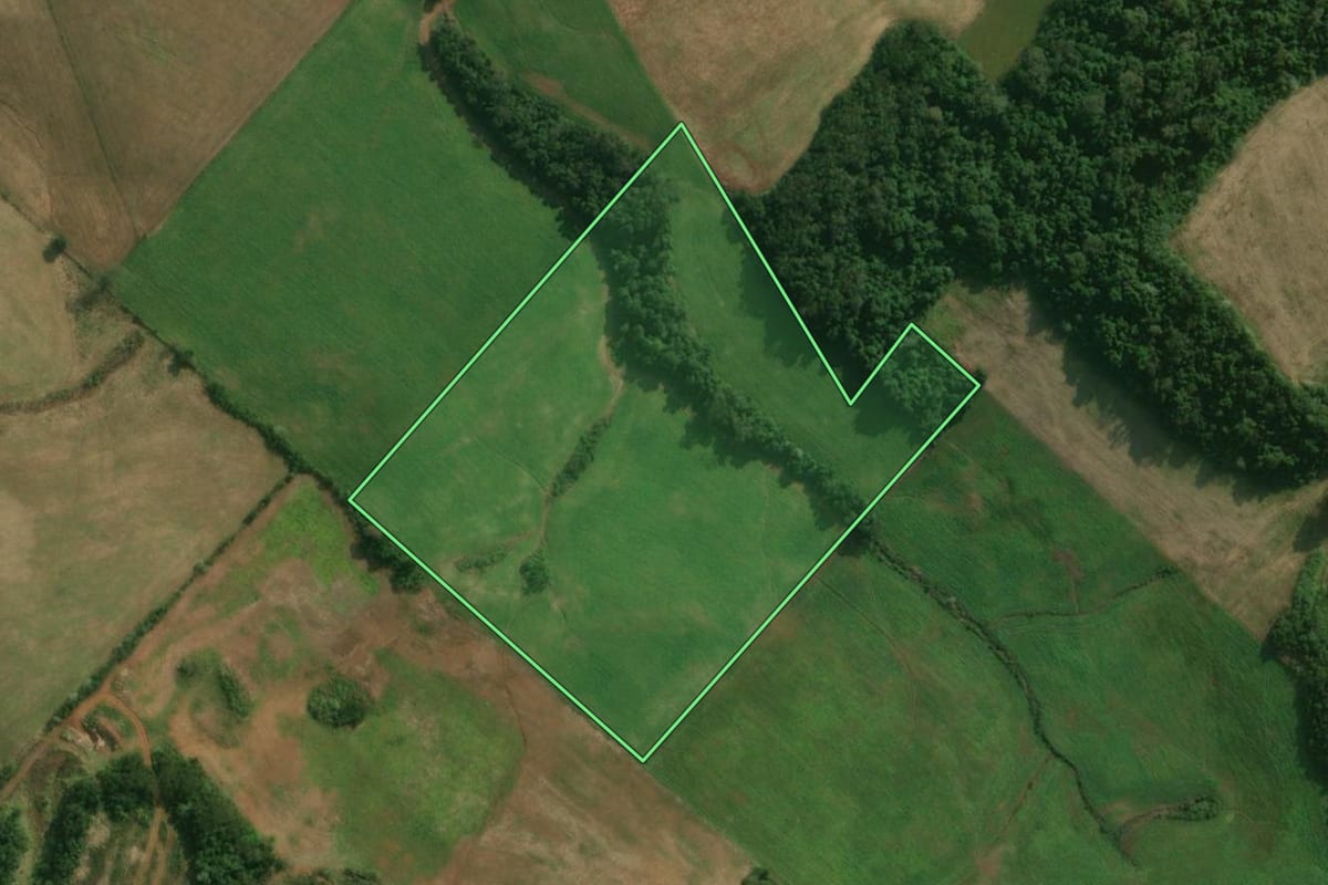 Imagem de satélite do imóvel rural em Guaraciaba (SC), com o contorno declarado no CAR desenhado por cima.