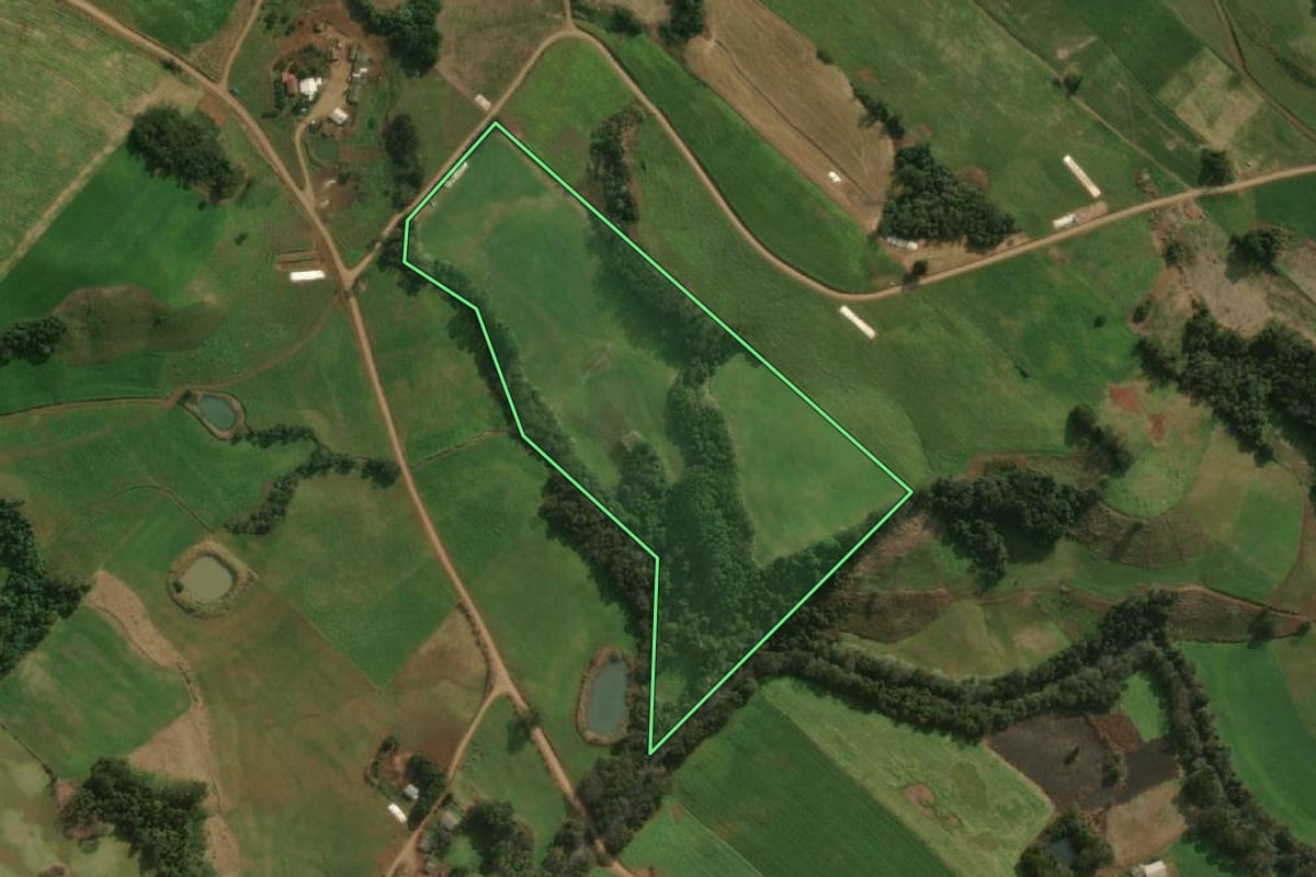 Imagem de satélite do imóvel rural em Guaraciaba (SC), com o contorno declarado no CAR desenhado por cima.