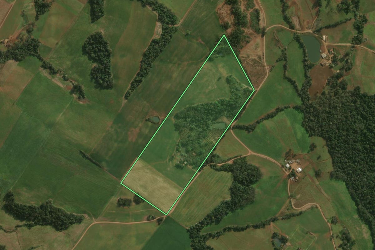 Imagem de satélite do imóvel rural em Guaraciaba (SC), com o contorno declarado no CAR desenhado por cima.