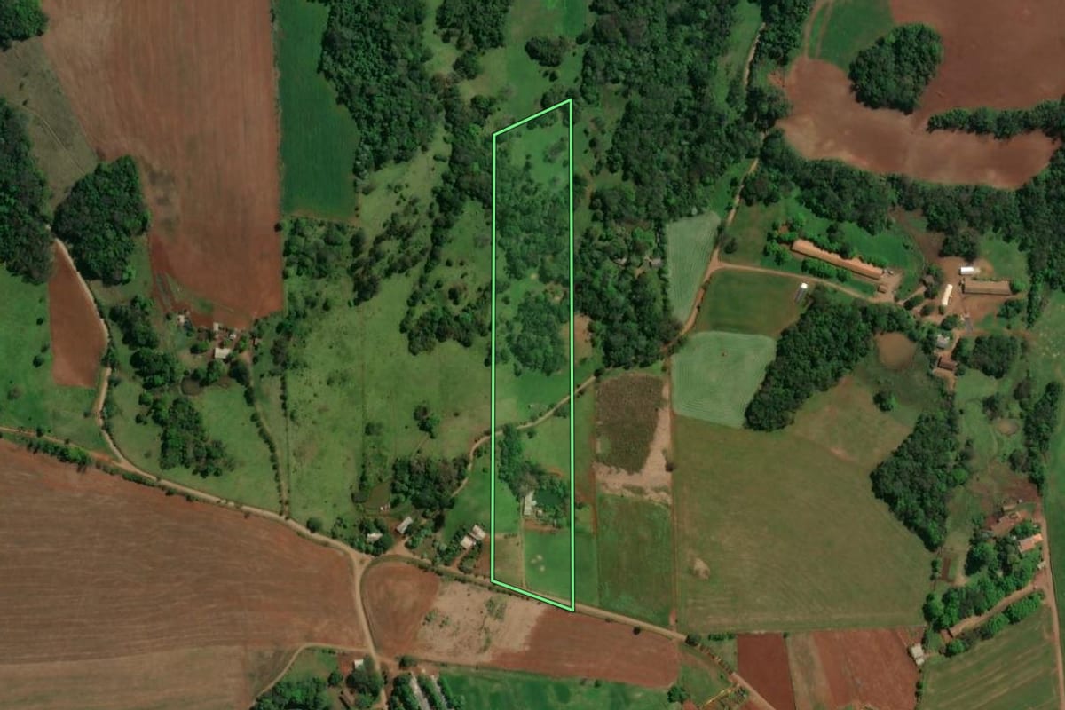 Imagem de satélite do imóvel rural em Guatambú (SC), com o contorno declarado no CAR desenhado por cima.