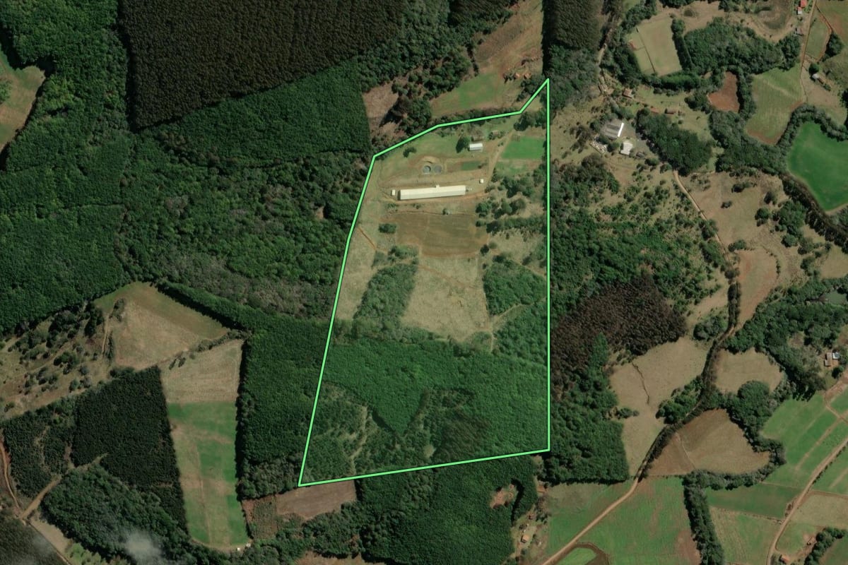 Imagem de satélite do imóvel rural em Ibiam (SC), com o contorno declarado no CAR desenhado por cima.