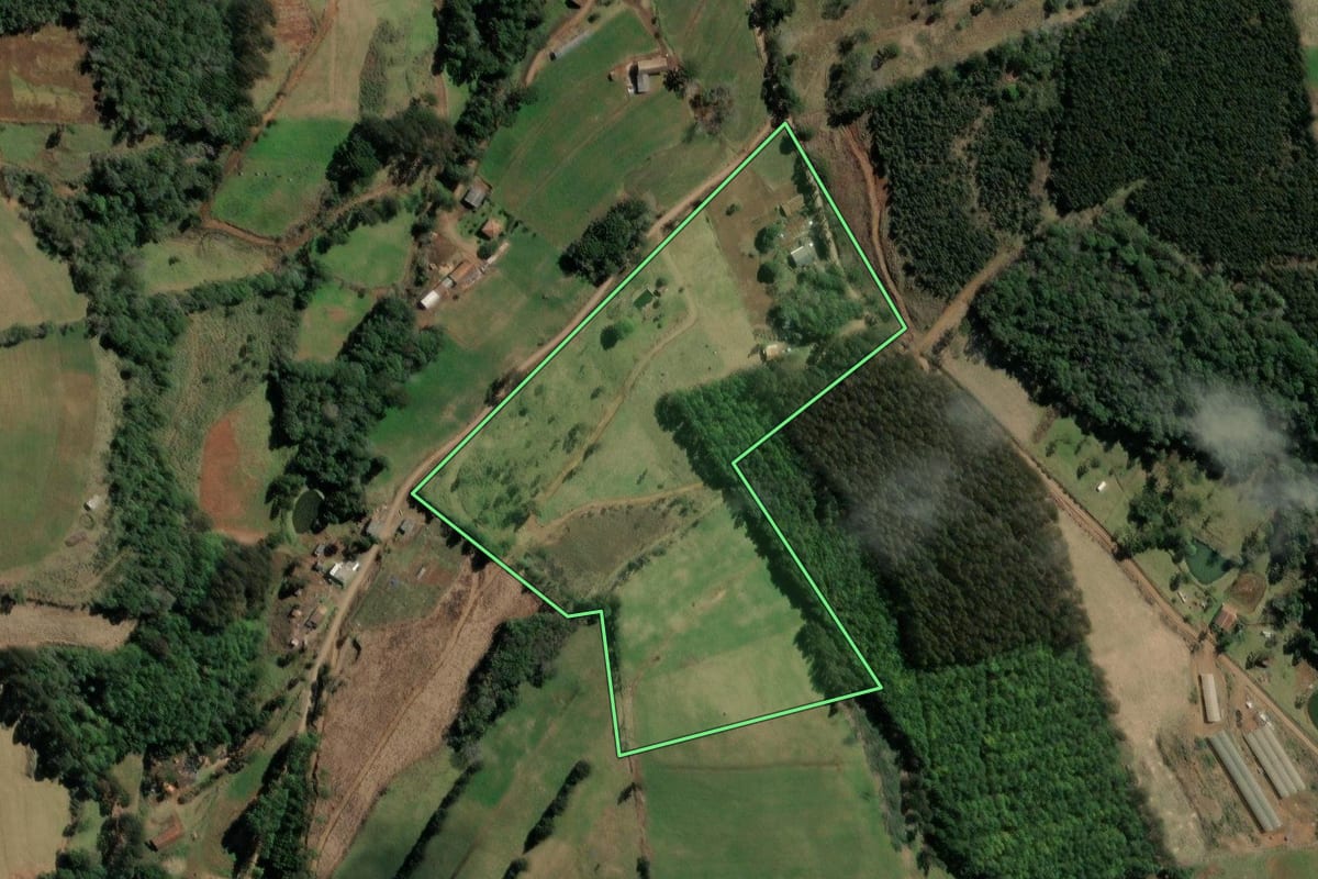 Imagem de satélite do imóvel rural em Ibiam (SC), com o contorno declarado no CAR desenhado por cima.