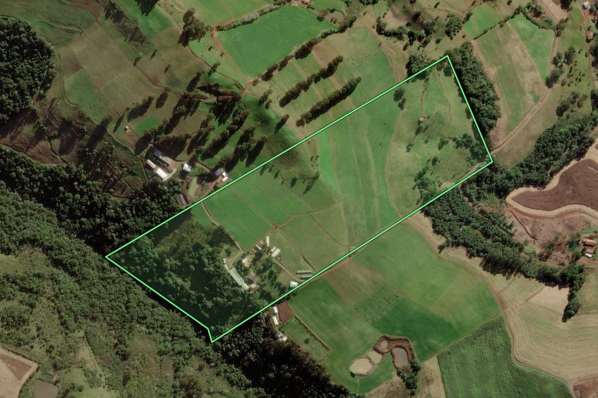 Imagem de satélite do imóvel rural em Ibicaré (SC), com o contorno declarado no CAR desenhado por cima.