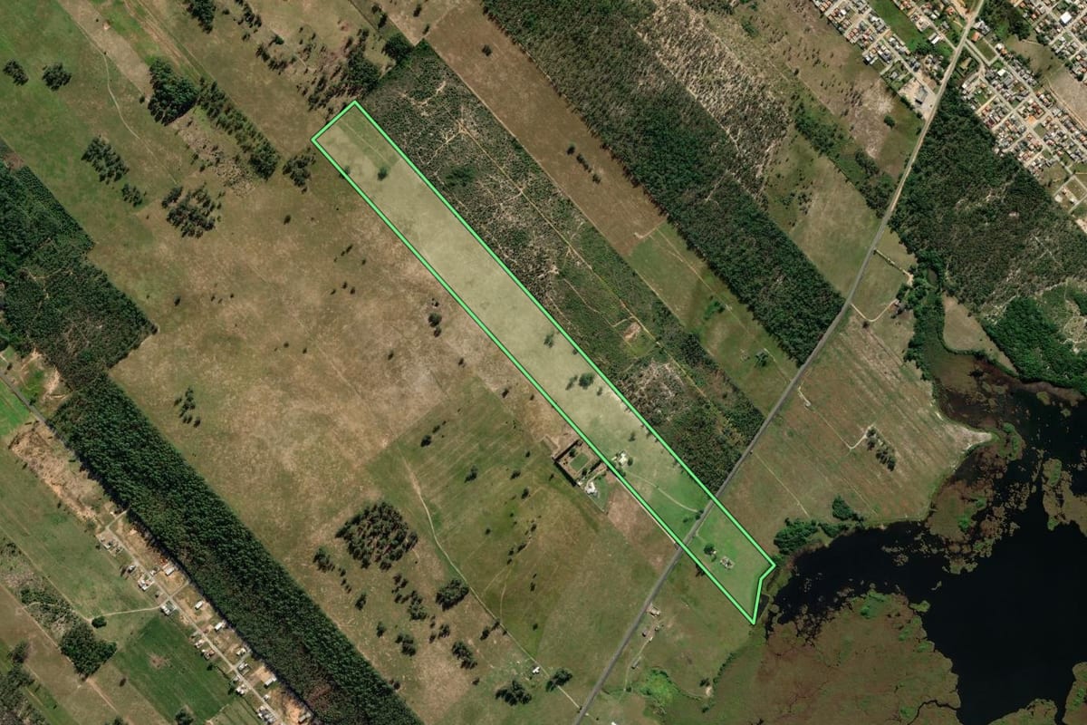 Imagem de satélite do imóvel rural em Içara (SC), com o contorno declarado no CAR desenhado por cima.