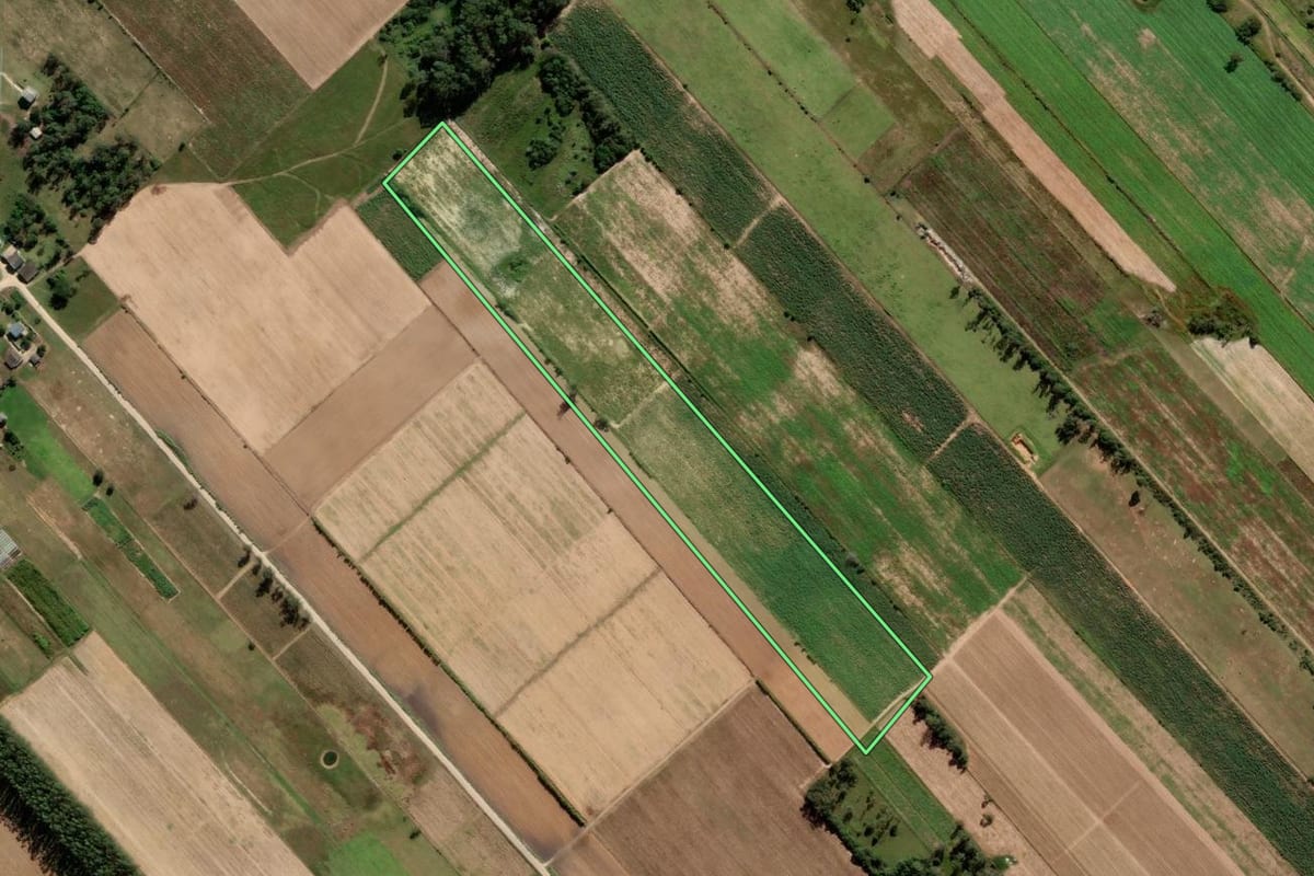 Imagem de satélite do imóvel rural em Içara (SC), com o contorno declarado no CAR desenhado por cima.