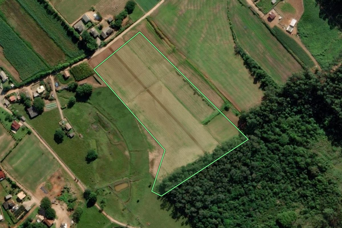 Imagem de satélite do imóvel rural em Içara (SC), com o contorno declarado no CAR desenhado por cima.