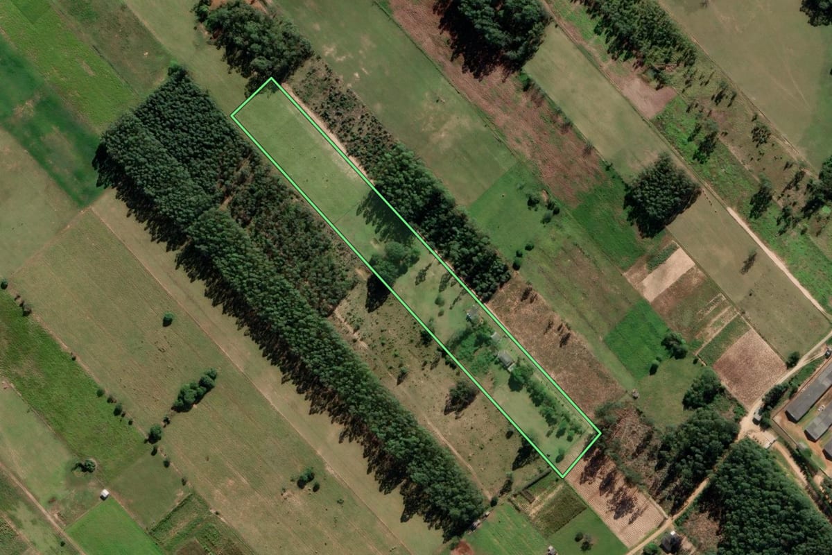 Imagem de satélite do imóvel rural em Içara (SC), com o contorno declarado no CAR desenhado por cima.
