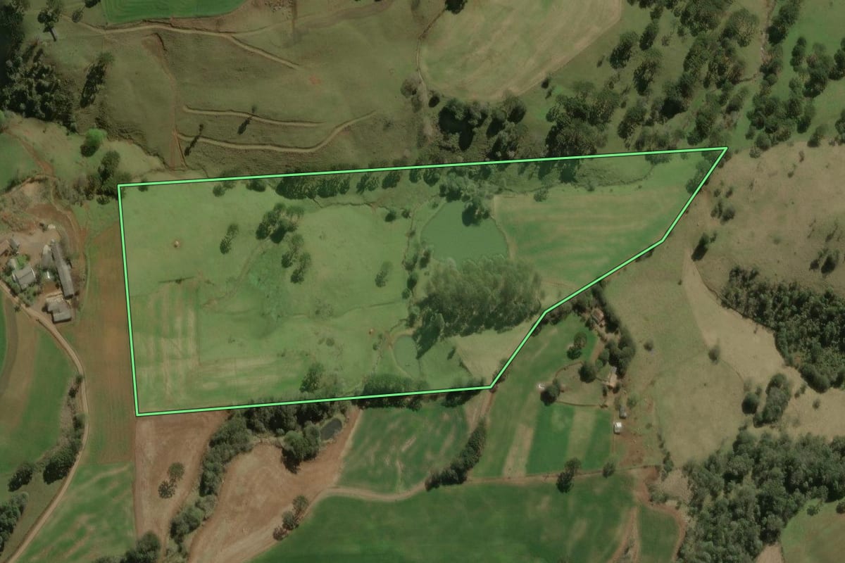 Imagem de satélite do imóvel rural em Iomerê (SC), com o contorno declarado no CAR desenhado por cima.