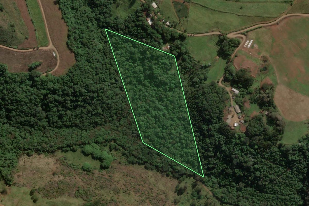 Imagem de satélite do imóvel rural em Ipira (SC), com o contorno declarado no CAR desenhado por cima.