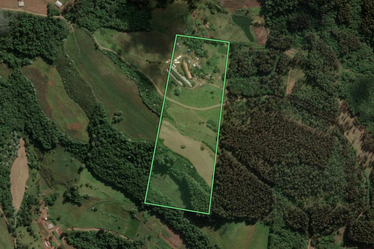 Imagem de satélite do imóvel rural em Ipira (SC), com o contorno declarado no CAR desenhado por cima.