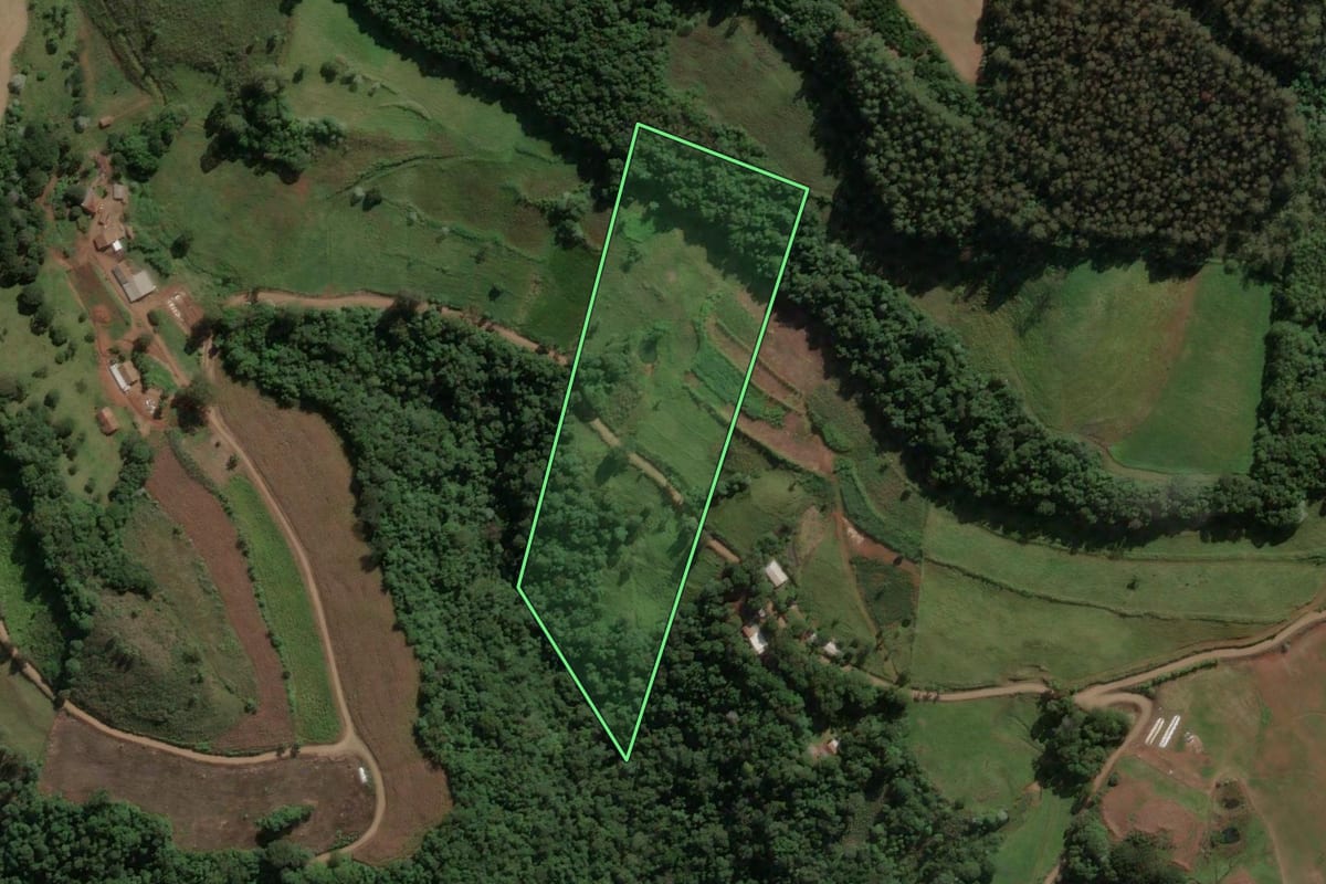 Imagem de satélite do imóvel rural em Ipira (SC), com o contorno declarado no CAR desenhado por cima.