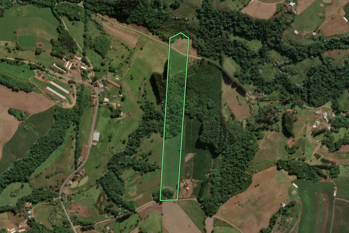 Imagem de satélite do imóvel rural em Ipira (SC), com o contorno declarado no CAR desenhado por cima.