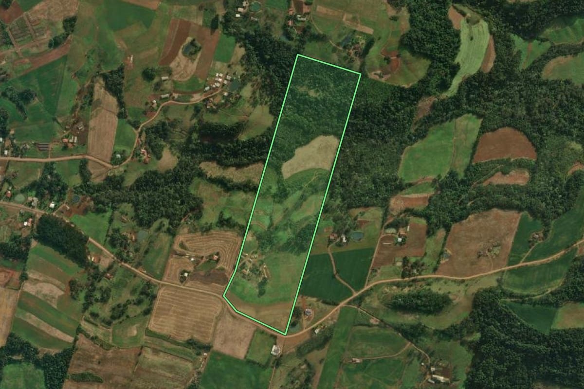 Imagem de satélite do imóvel rural em Iporã do Oeste (SC), com o contorno declarado no CAR desenhado por cima.