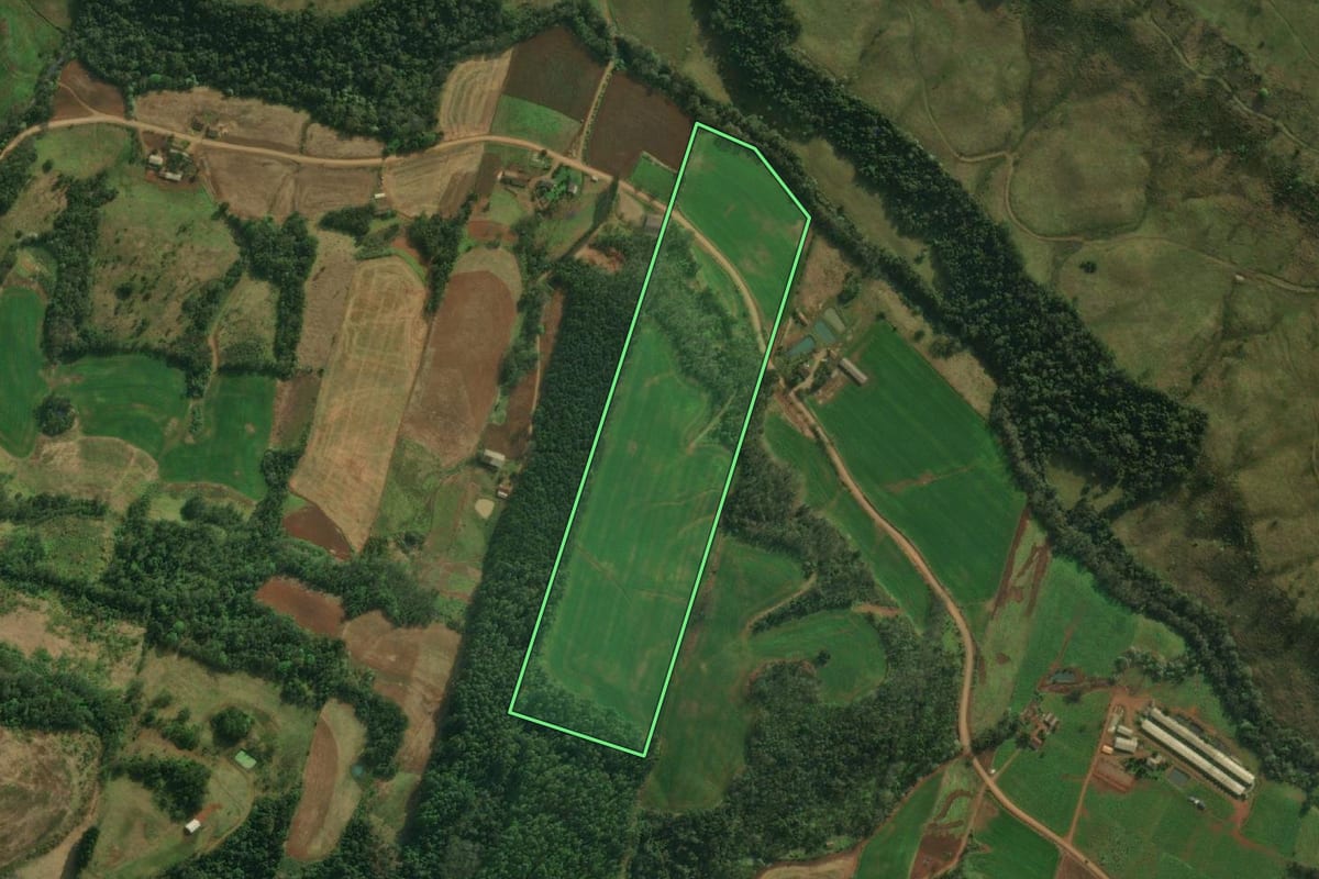 Imagem de satélite do imóvel rural em Iporã do Oeste (SC), com o contorno declarado no CAR desenhado por cima.