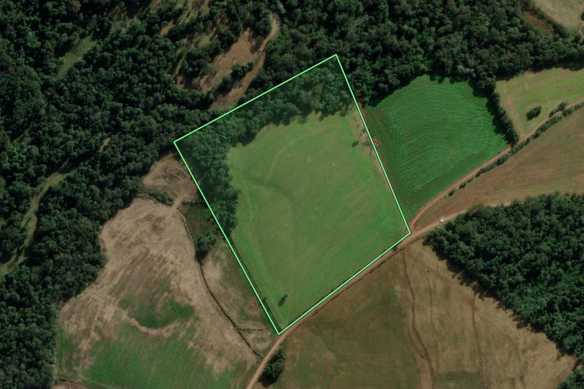 Imagem de satélite do imóvel rural em Ipuaçu (SC), com o contorno declarado no CAR desenhado por cima.