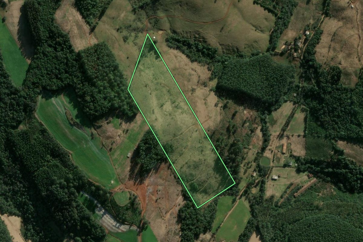 Imagem de satélite do imóvel rural em Ipumirim (SC), com o contorno declarado no CAR desenhado por cima.