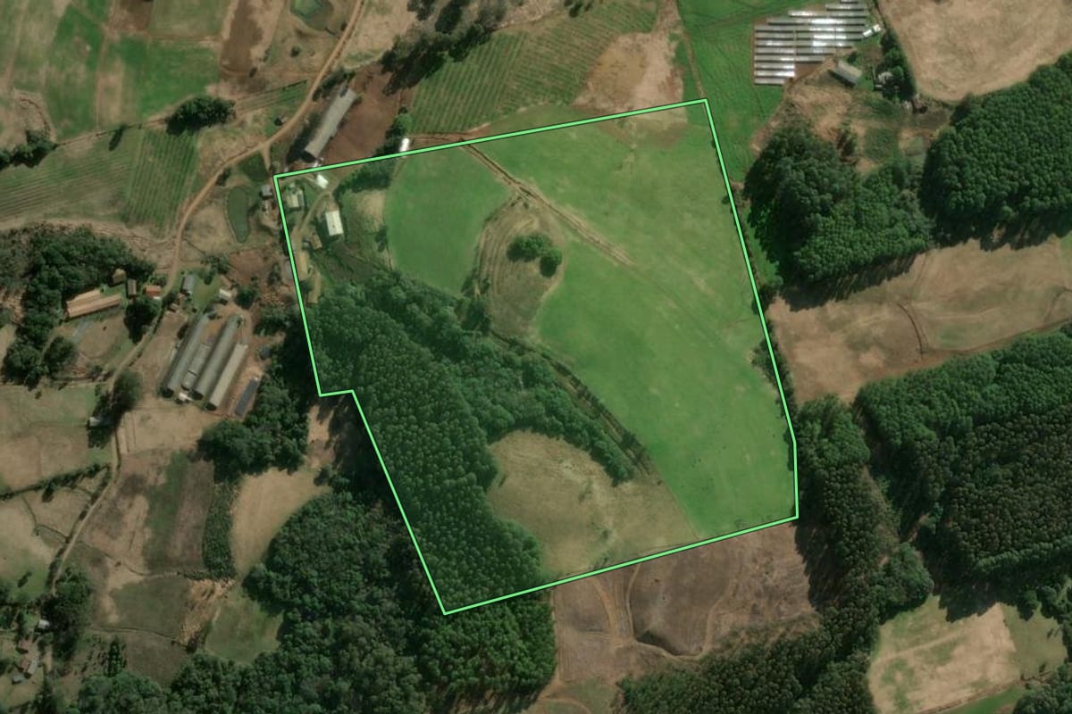 Imagem de satélite do imóvel rural em Ipumirim (SC), com o contorno declarado no CAR desenhado por cima.