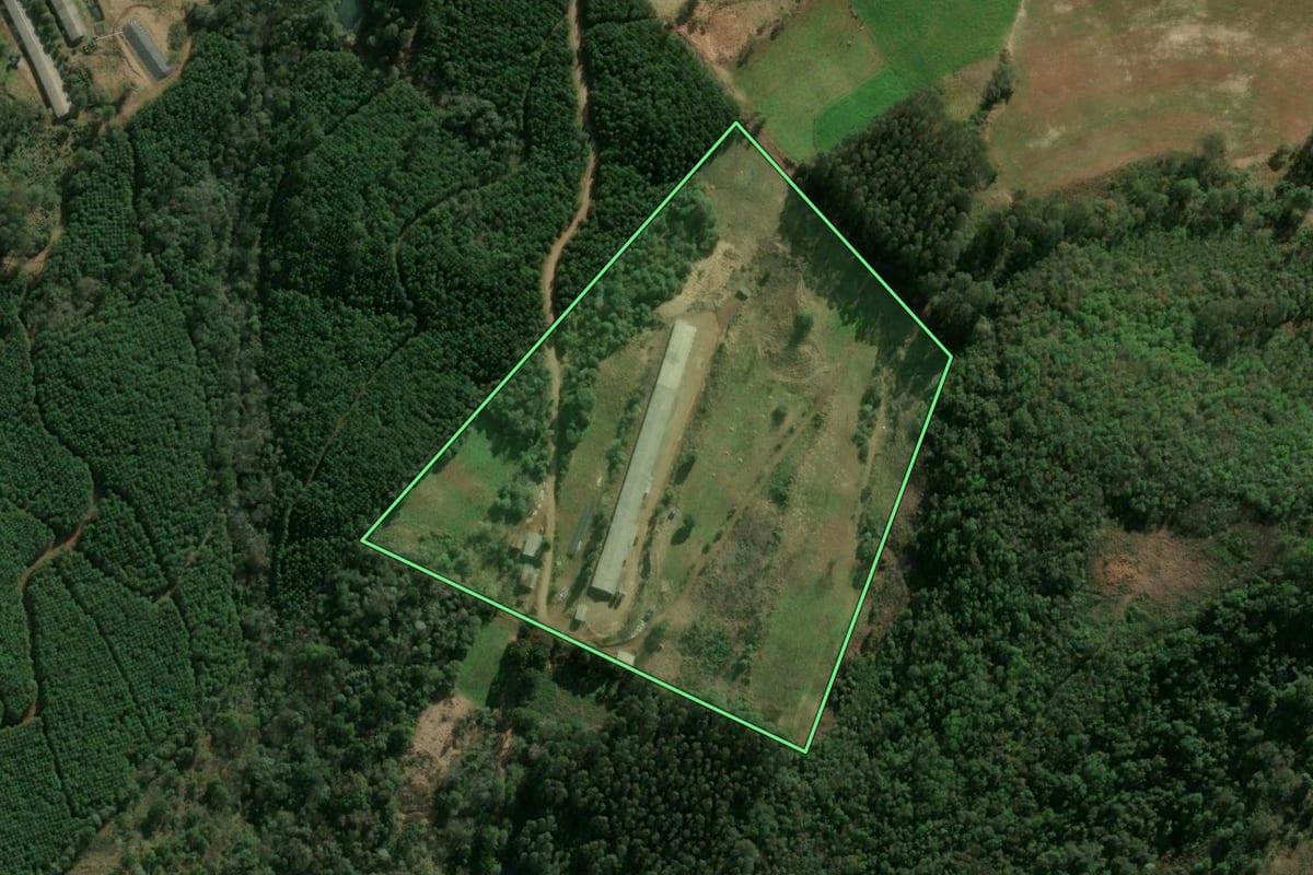Imagem de satélite do imóvel rural em Ipumirim (SC), com o contorno declarado no CAR desenhado por cima.