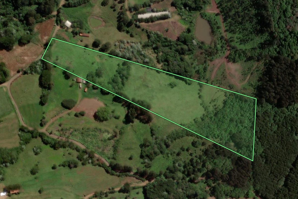 Imagem de satélite do imóvel rural em Irani (SC), com o contorno declarado no CAR desenhado por cima.