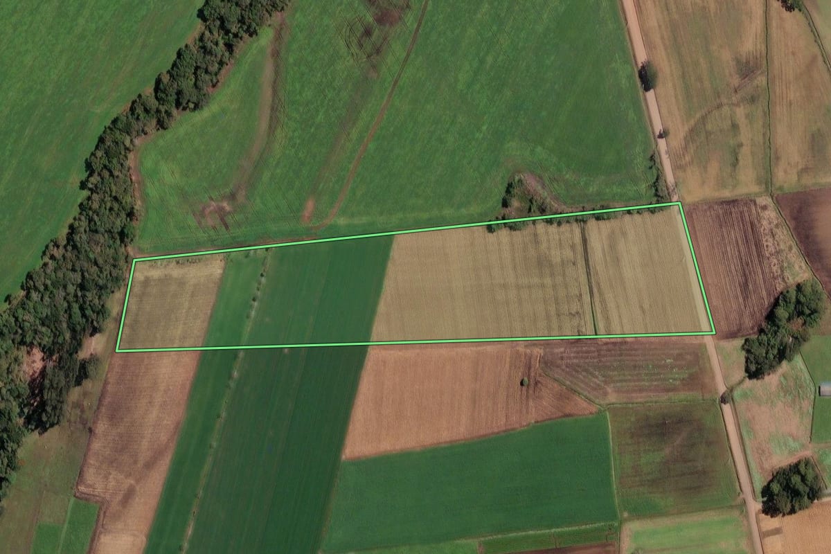 Imagem de satélite do imóvel rural em Irineópolis (SC), com o contorno declarado no CAR desenhado por cima.
