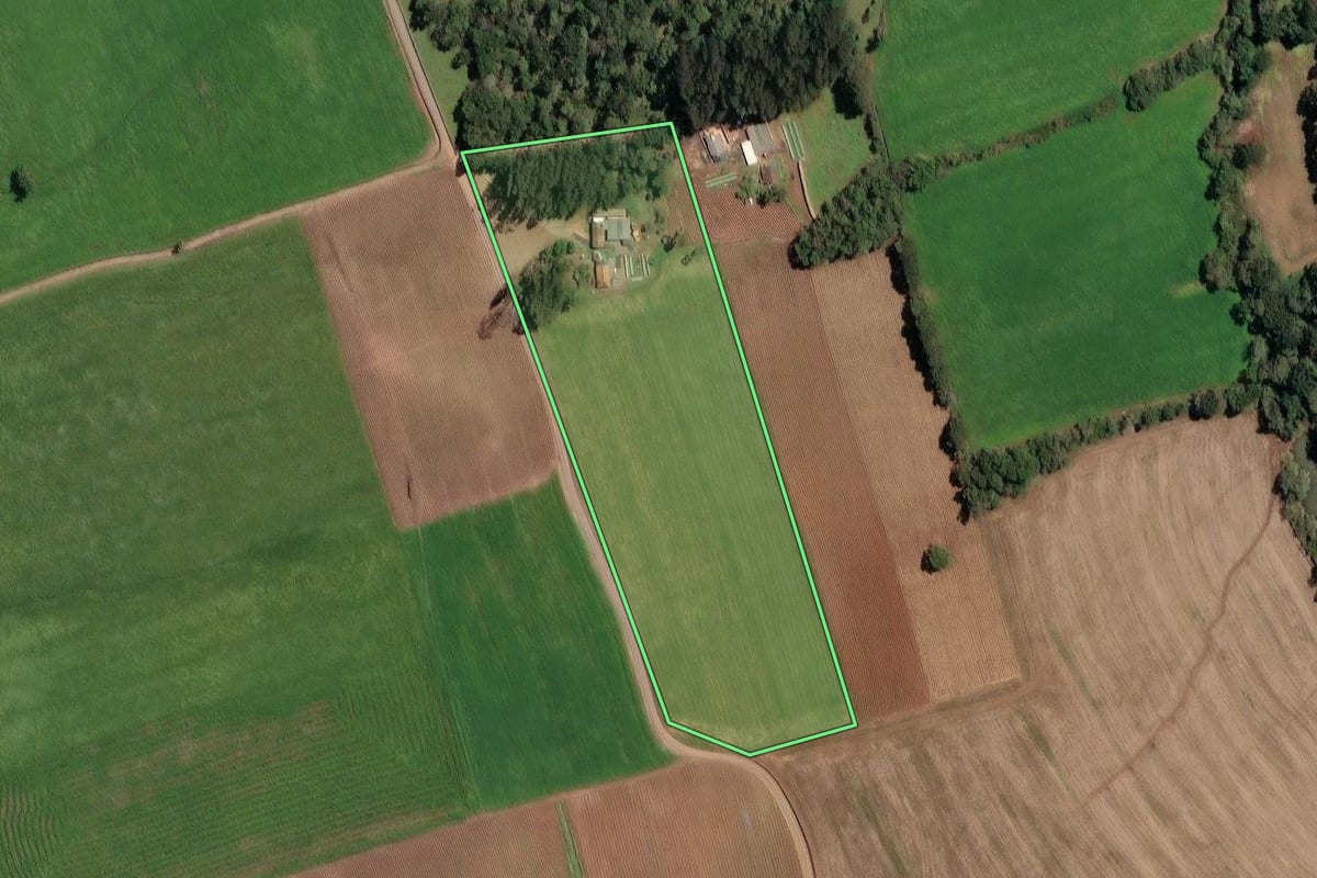 Imagem de satélite do imóvel rural em Irineópolis (SC), com o contorno declarado no CAR desenhado por cima.