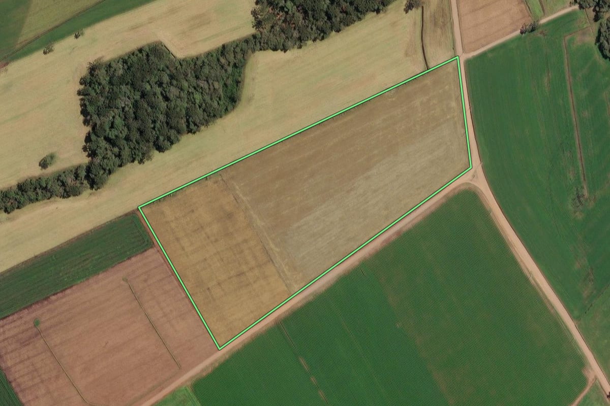 Imagem de satélite do imóvel rural em Irineópolis (SC), com o contorno declarado no CAR desenhado por cima.