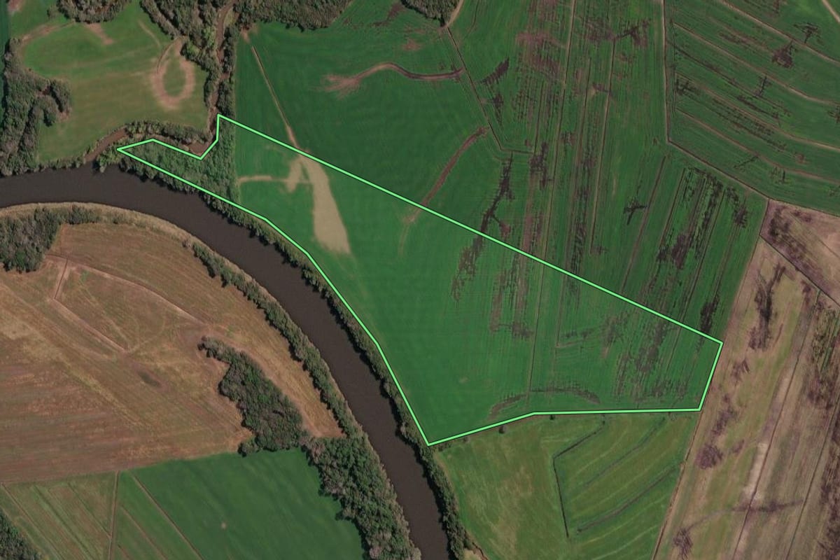 Imagem de satélite do imóvel rural em Irineópolis (SC), com o contorno declarado no CAR desenhado por cima.