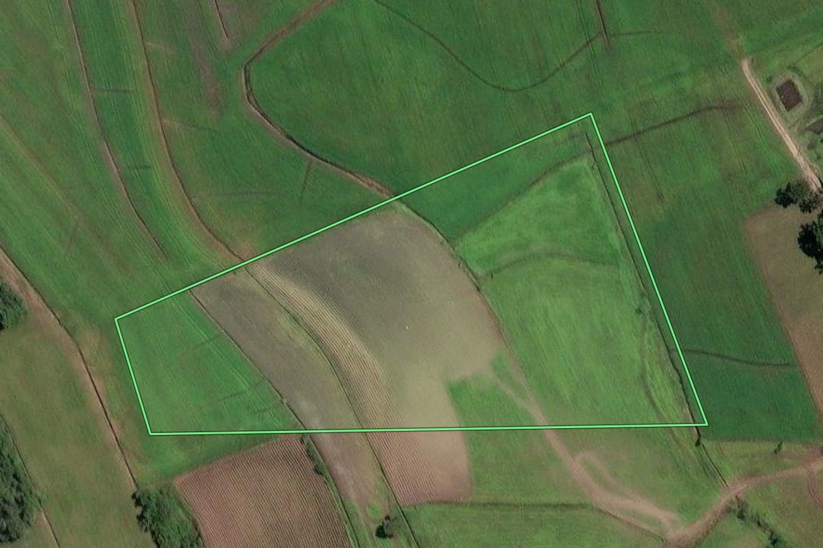 Imagem de satélite do imóvel rural em Irineópolis (SC), com o contorno declarado no CAR desenhado por cima.