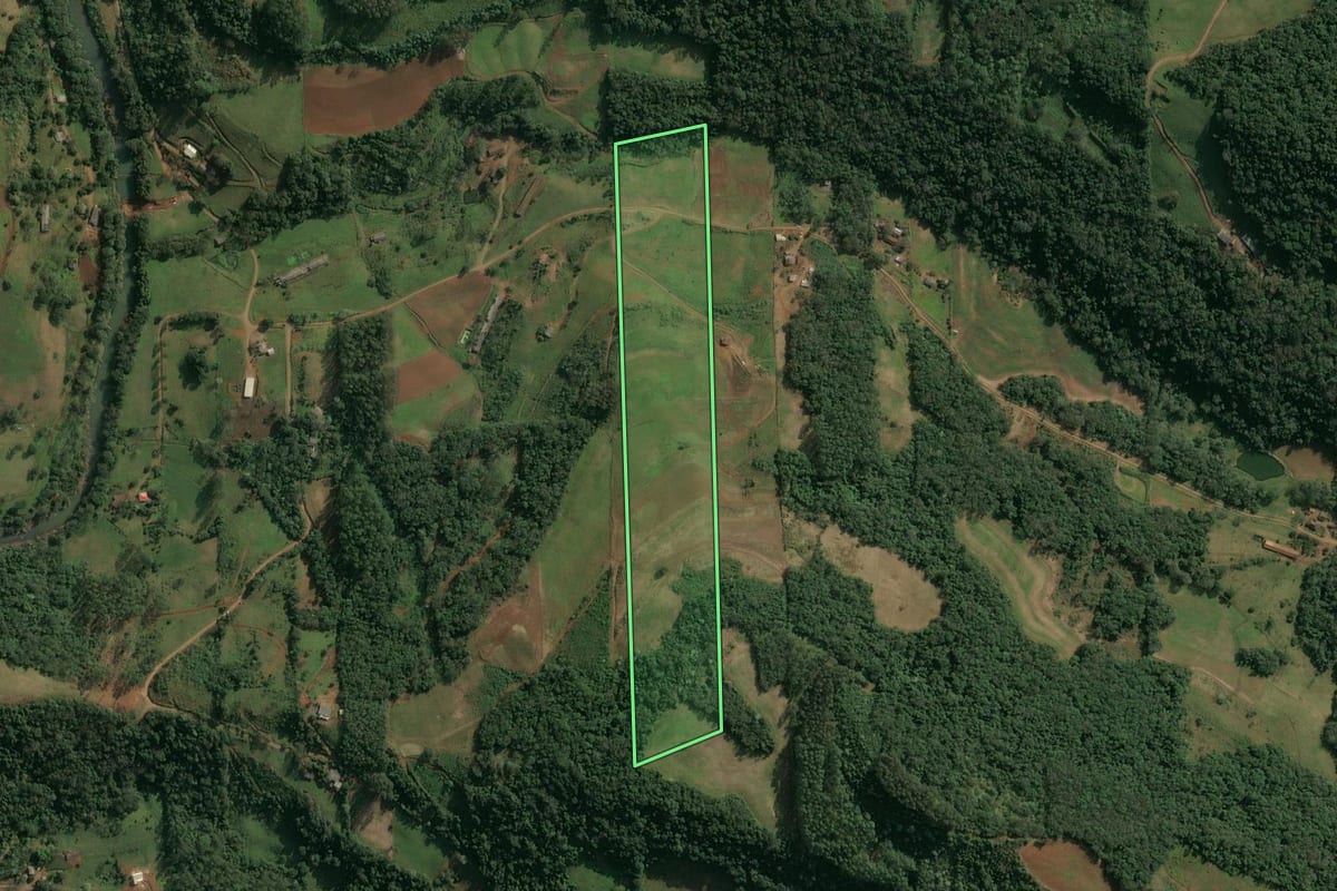 Imagem de satélite do imóvel rural em Itá (SC), com o contorno declarado no CAR desenhado por cima.