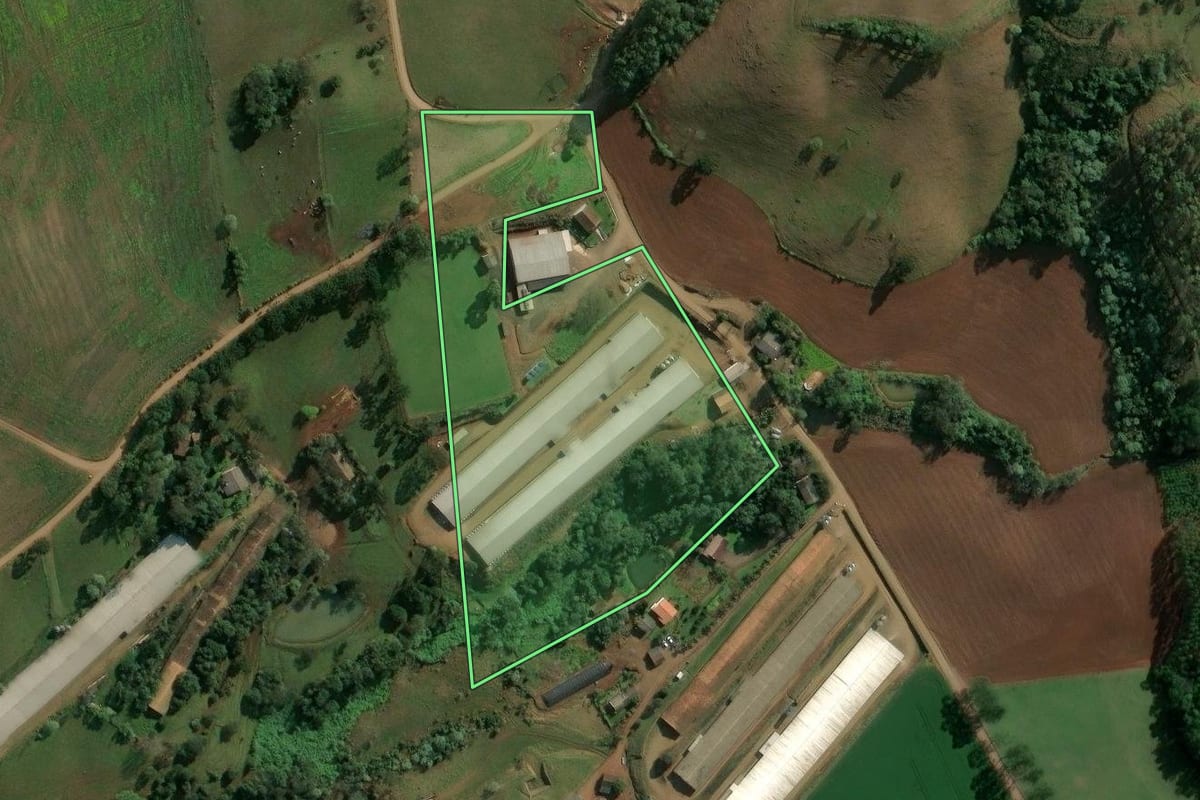 Imagem de satélite do imóvel rural em Itá (SC), com o contorno declarado no CAR desenhado por cima.