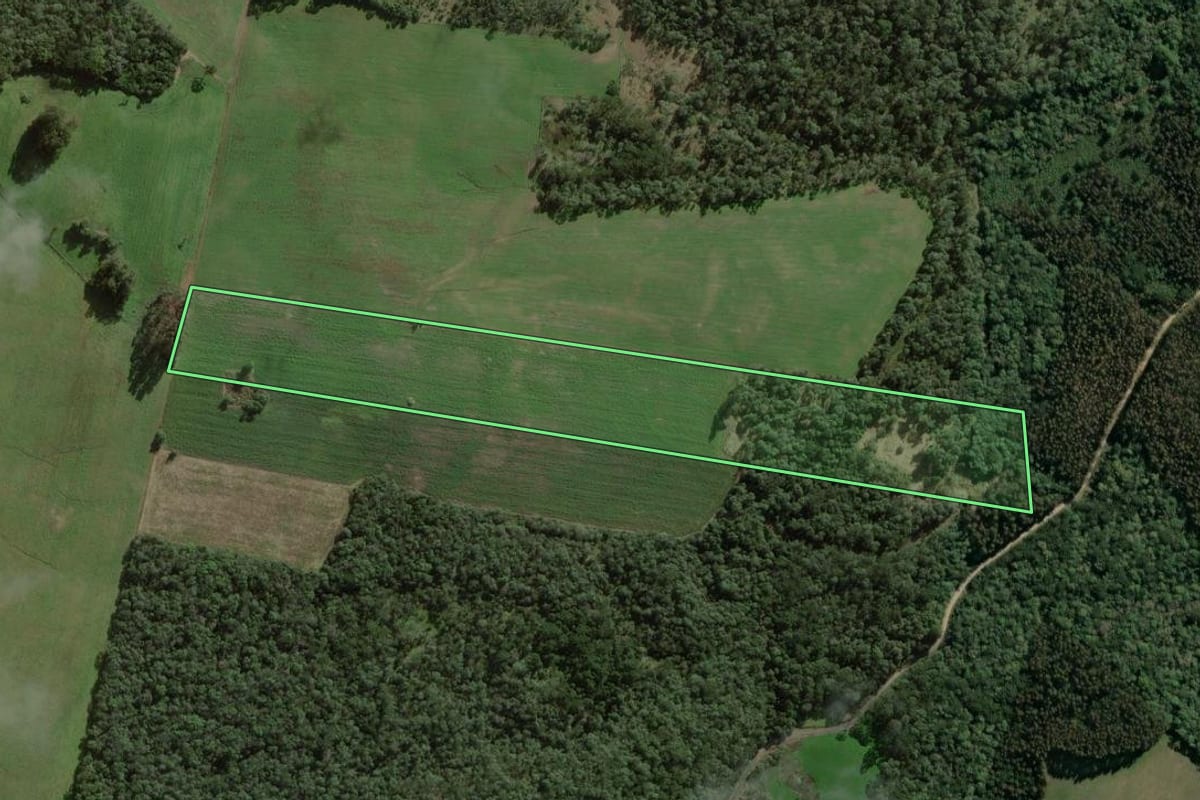 Imagem de satélite do imóvel rural em Itaiópolis (SC), com o contorno declarado no CAR desenhado por cima.
