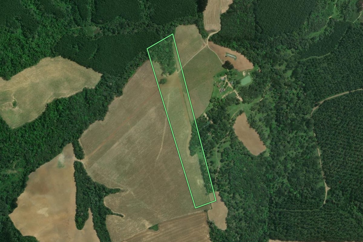 Imagem de satélite do imóvel rural em Itaiópolis (SC), com o contorno declarado no CAR desenhado por cima.