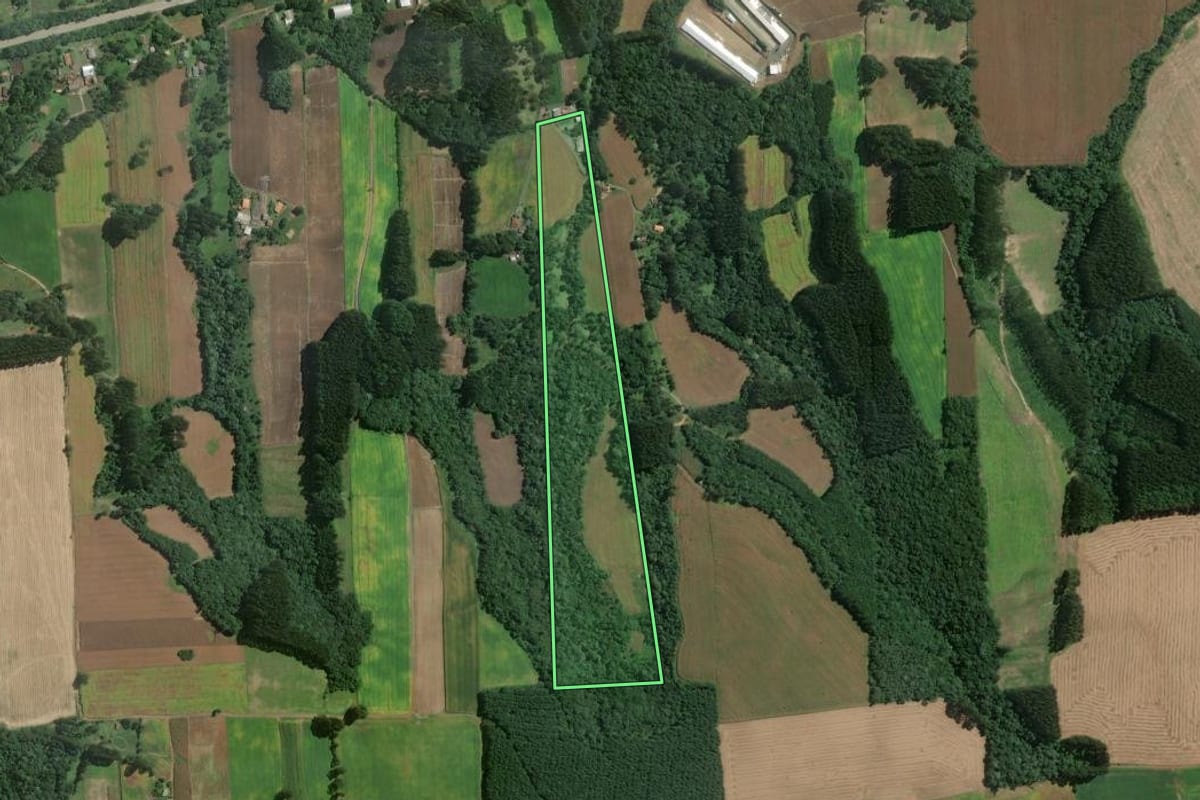Imagem de satélite do imóvel rural em Itaiópolis (SC), com o contorno declarado no CAR desenhado por cima.