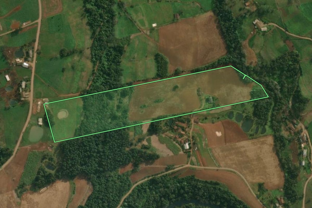 Imagem de satélite do imóvel rural em Itapiranga (SC), com o contorno declarado no CAR desenhado por cima.