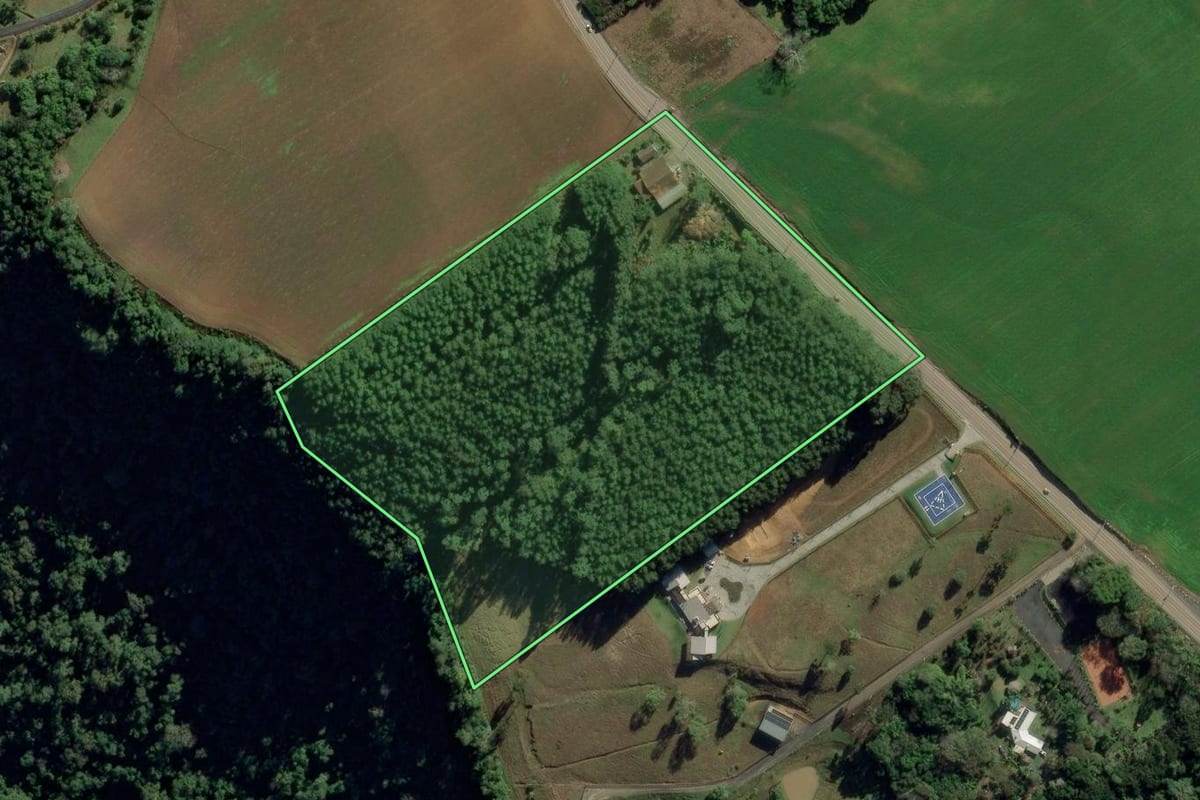 Imagem de satélite do imóvel rural em Ituporanga (SC), com o contorno declarado no CAR desenhado por cima.