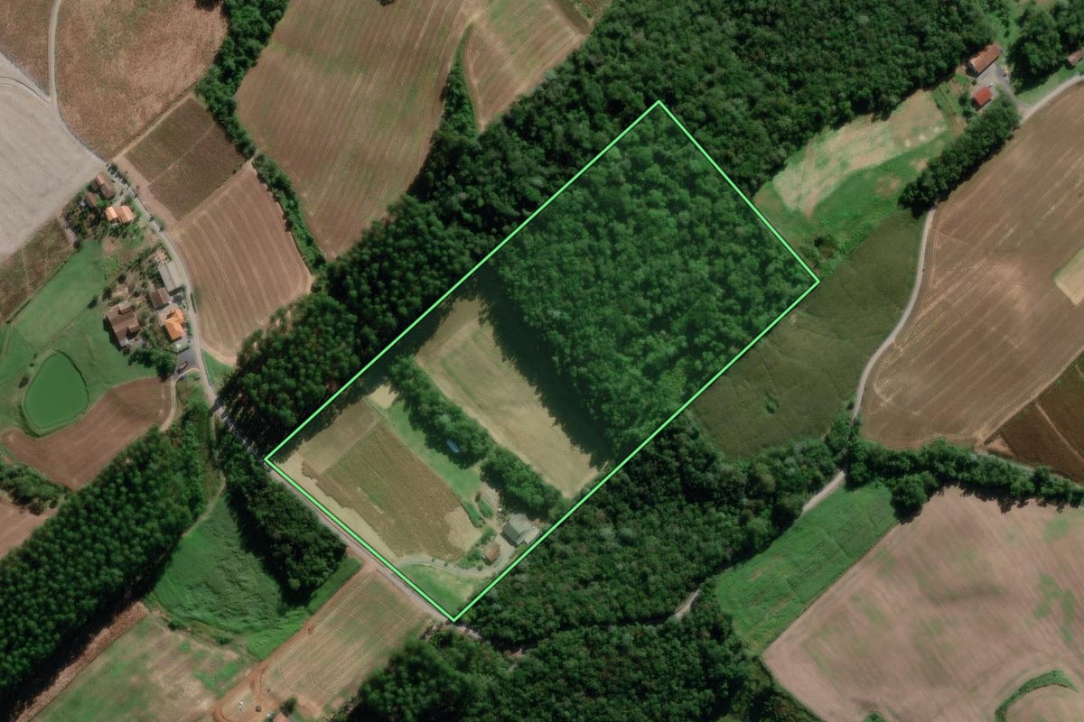 Imagem de satélite do imóvel rural em Ituporanga (SC), com o contorno declarado no CAR desenhado por cima.