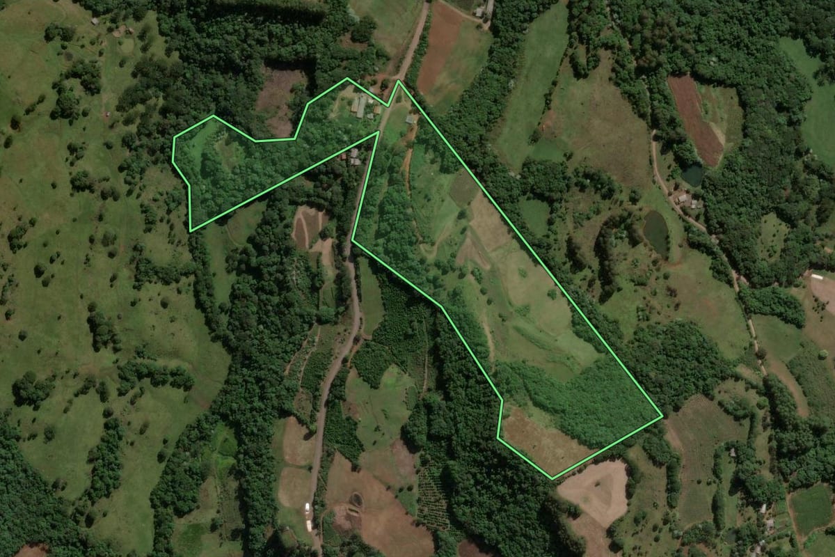 Imagem de satélite do imóvel rural em Jaborá (SC), com o contorno declarado no CAR desenhado por cima.