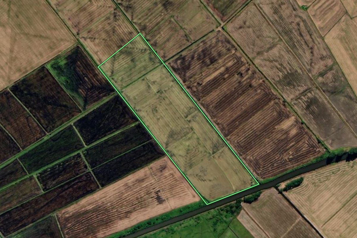 Imagem de satélite do imóvel rural em Jaguaruna (SC), com o contorno declarado no CAR desenhado por cima.