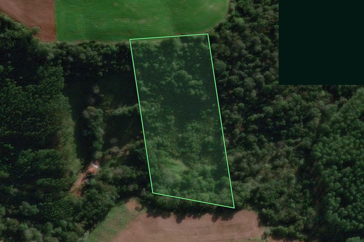 Imagem de satélite do imóvel rural em Jardinópolis (SC), com o contorno declarado no CAR desenhado por cima.
