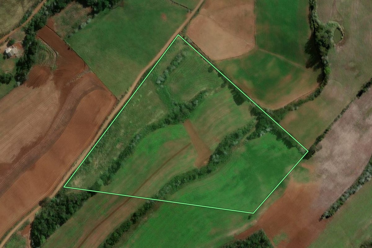 Imagem de satélite do imóvel rural em Jupiá (SC), com o contorno declarado no CAR desenhado por cima.
