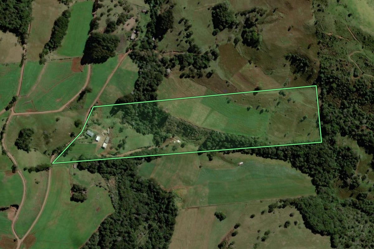Imagem de satélite do imóvel rural em Jupiá (SC), com o contorno declarado no CAR desenhado por cima.