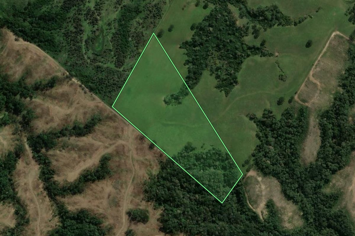 Imagem de satélite do imóvel rural em Lages (SC), com o contorno declarado no CAR desenhado por cima.